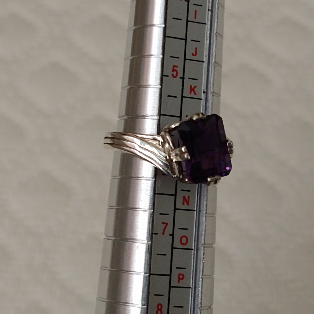 PURPLE STONE RING - SOLID 925 SILVER - Picture 4 of 5